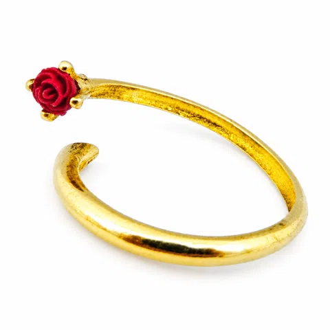 Adjustable Band with Alabaster Rose flower gem: Handmade Sterling Silver 18K Gold-Filled Ring