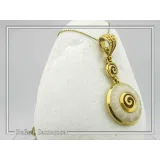 Greek Marble Sunflower Spiral Pendant: 18k Gold-Filled Sterling Silver Necklace