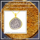 Ancient Greek Calendar Charm Phaistos Disc Pendant: Oxidized Sterling Silver, 18k Gold-Filled,