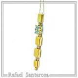 Sterling Silver Gold Filled Sky Blue Topaz Dangle Pendant Art Deco Handmade Necklace