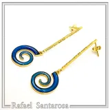 Blue Enamel Boho Spiral Symbol of Galaxy Drop Earrings: Sterling Silver Gold-Filled dangle Earrings