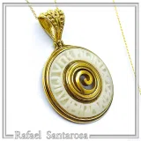 Ancient Greek Prayer Hymn to God Sun Pendant: 18k Gold Filled Silver, Sculptured Marble