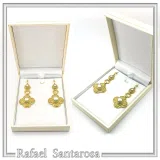 Byzantine Cross Filigree Dangle Earrings: Natural Pearl 18k Gold-Filled sterling silver