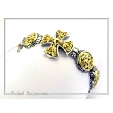 Byzantine Cross beaded Bracelet: handmade 18k Gold Filled and Oxidized Sterling Silver