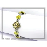 Byzantine Style Natural Gemstones Beaded Bracelet: Oxidized & 18K Gold-Filled Sterling Silver