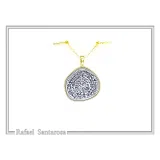 Ancient Greek Calendar Charm Phaistos Disc Pendant: Oxidized Sterling Silver, 18k Gold-Filled,