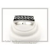 Handmade Greek Key String Meander Design Ring: Oxidized Sterling Silver Elegant Ring
