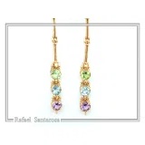 Topaz, Peridot, Amethyst Natural Gemstone Dangle Earrings: Gold Filled Sterling Silver