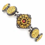 Natural Gemstone Byzantine Beaded Bracelet: Oxidized and 18K Gold Filled sterling Silver