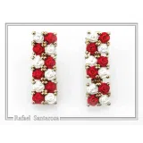 Rose Flowers alabaster gems pave Earrings: Sterling Silver Gold-Filled Floral Studs