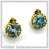 Solid gold 18k Stud Earrings with Natural Topaz, Amethyst, Garnet or Peridot