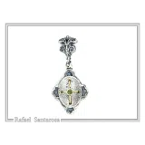 Genuine Peridot Byzantine Style Drop Necklace: Oxidized and 18K Gold Filled Sterling Silver
