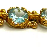 Genuine Brilliant cut Topaz Beaded Tennis Bracelet: 18K Solid Gold Byzantine Filigree Bracelet