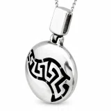 Weavy Greek Key Meander Eternity Symbol Necklace: Solid Sterling Silver Pendant