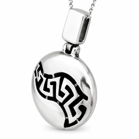 Weavy Greek Key Meander Eternity Symbol Necklace: Solid Sterling Silver Pendant