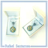 Natural Sky-Blue Topaz Cross Pendant: Sterling Silver 18K Gold Filled Byzantine Filigree