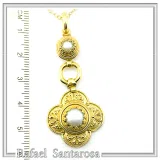 Natural Pearl Byzantine Cross Shape Dangle Pendant: 18K Gold-Filled Silver Filigree Greek Necklace