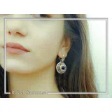 Lapis Lazuli Earrings Byzantine Ornaments Decorated with Filigree Bezel: Oxidized and Gold-Filled Sterling Silver