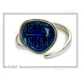 ICXC NIKA "Jesus Christ Conquers" Blue Enamel Christogram Talisman Ring: Solid Sterling Silver