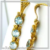 Sky Blue Topaz Vintage Drop Dangle Earrings, 18K Gold Filled Silver, Bridal Jewelry Gift