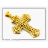 Byzantine Filigree Cross: 18k Solid Yellow Gold Greek Orthodox Religious Baptism Cross Pendant