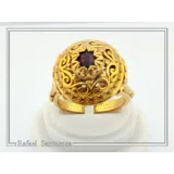 18k Solid Gold Byzantine Natural Gemstone Filigree Statement Ring: Handmade Boho Ring For Her