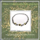 Genuine Lapis Lazuli Olive Branch beaded Nature Symbol Necklace, Floral Sterling Silver Jewelry