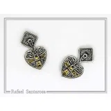 Knights Holy Herat Maltese Cross Cufflinks: Oxidized Sterling Silver, 18k Gold-Filled Byzantine Decoration