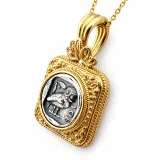 Athena Owl Tetradrachm Coin Ancient Greek Style Necklace: Oxidized Sterling Silver & 18K Gold filled