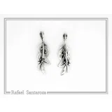 Olive Leaf Branch Drop Earrings Greek Mythology Peace Symbol: Oxidized Sterling Silver