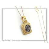 ICXC NIKA Christogram Byzantine prayer Necklace: Oxidized Sterling Silver and Gold filled Pendant