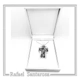 Boho Cross Necklace: Brutalist Floral Oxidized Sterling Silver Pendant