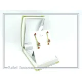 Red Rose Dangle Earrings: 18K Gold Filled Sterling Silver Floral Bouquet