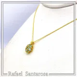 Sky Blue Topaz Rosette Pendant Sterling Silver 18k Gold Filled Pave Cluster Necklace Handmade