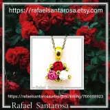Handmade Rose flowers Pendant Necklace: 18K Gold-Filled Sterling Silver Floral Charm for girls