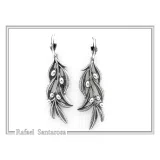 Olive Leaf Branch Drop Earrings Greek Mythology Peace Symbol: Oxidized Sterling Silver