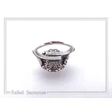 Sterling Silver Ring, 18K Gold Filled Filigree Bezel and 5mm Natural Sky-Blue Topaz