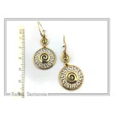 Handmade Marble Greek Key Spiral Dangle Earrings: Sterling Silver 18K Gold-Filled