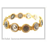 Greek Coins Museum Replicas Beaded Bracelet: 18K Gold-Filled and Oxidized Sterling Silver