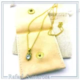 Natural Topaz Filigree Charm Necklace: 18K Gold-Filled Sterling Silver Delicate Tiny Pendant