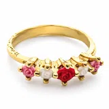 Handmade Alabaster Rose Flowers Bouquet Floral Band Ring: Sterling Silver 18k Gold Filled
