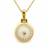 Marble Greek Macedonian Sun Symbol Necklace: Ancient Greek Museum 18K Gold-Filled Silver Pendant