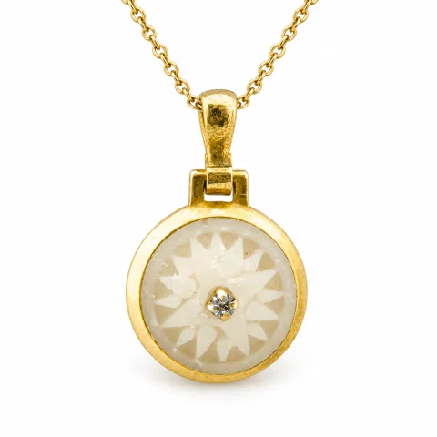 Marble Greek Macedonian Sun Symbol Necklace: Ancient Greek Museum 18K Gold-Filled Silver Pendant