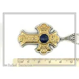 Natural Lapis Lazuli Imperial Byzantine Big Size Cross Necklace: Oxidized & 18K Gold Filled Silver