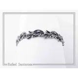 Olive Leaf Branch Beaded Bracelet Peace Symbol: Oxidized Sterling Silver Handmade Greek Jewelry