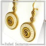Ancient Greek Prayer to Sun Engraved Marble Spiral Earrings: 18k Gold Filled Sterling Silver