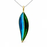 Olive Leaf minimal Pendant: Sterling Silver Enamel Floral Necklace
