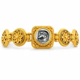 Tetradrachm Owl Coin Ancient Greek style Beaded Bracelet: 18k Gold Filled & Oxidized Sterling Silver