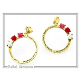 Alabaster Rose Flowers Gems Hoops Floral Earrings for Girls: Sterling Silver 18K Gold Filled