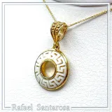 Greek Key Maiandros Marble Sculptured Pendant: 18K Gold Filled Sterling Silver Museum Inspired Necklace
